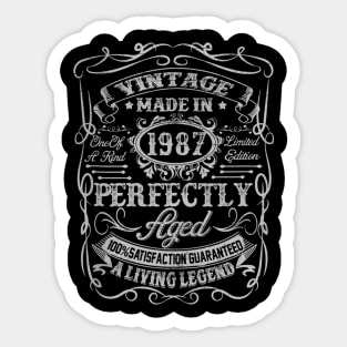 Vintage 1987 33rd Birthday 33 Years Old Gift Mens Sticker